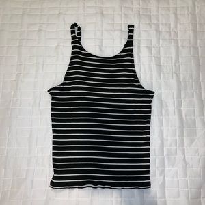 striped tank with lace up back